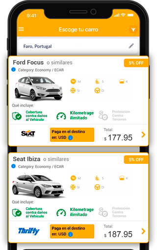 La aplicación para rentar vehículos de Rentcars