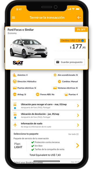 La aplicación para rentar vehículos de Rentcars